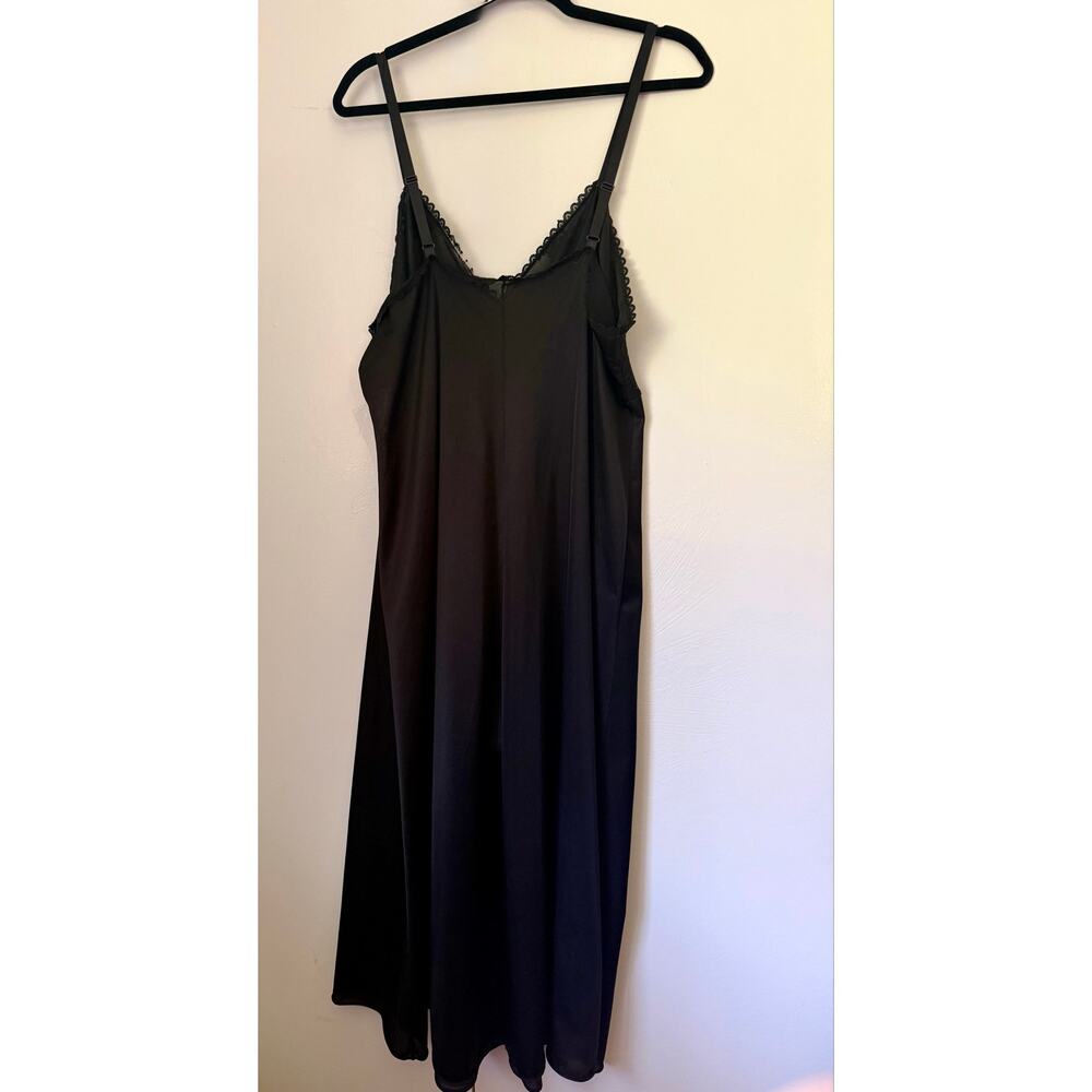 Vintage 90's Black Nylon Lace Maxi Negligee Strappy Slip Plus Large X-Large Sexy - Picture 6 of 7